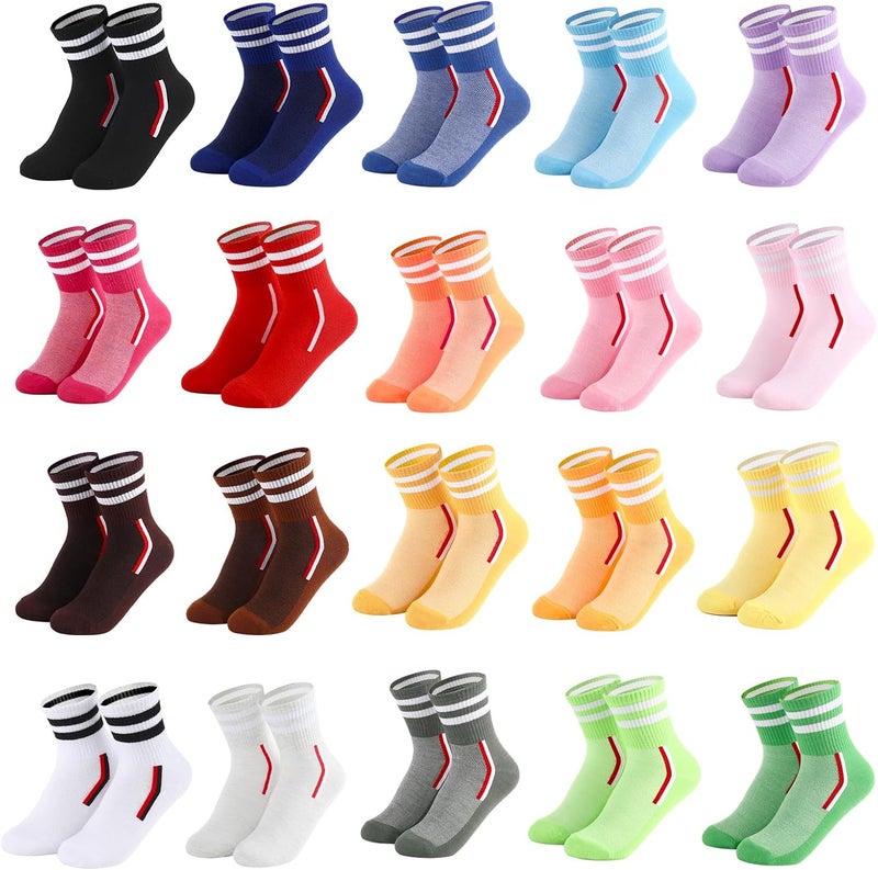 IDALOP 20 Pairs Women‘s Colorful Athletic Crew Socks Casual Soft Lightweight Quarter - Image 1